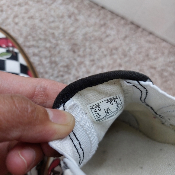 Vans Limited Edition Cherry Checkerboard Slip On Shoes Size 5.5 - Picture 6 of 7